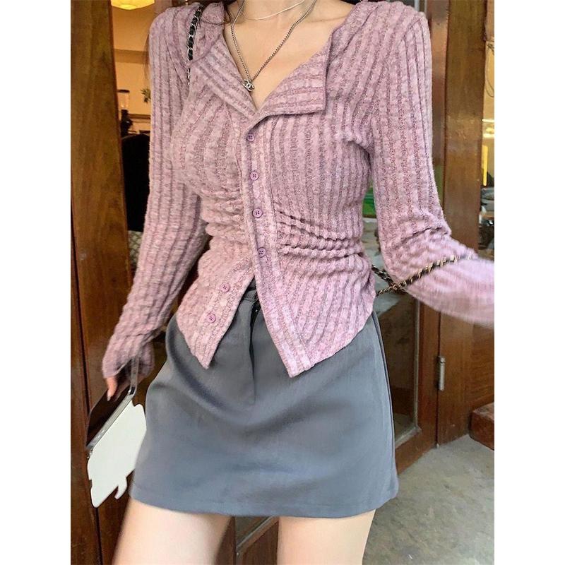 [ JOYFIT ] - ATASAN WANITA KOREA STYLE SERUT LONG SLEEVE KEMEJA BASIC STRETCH RAJUT 6