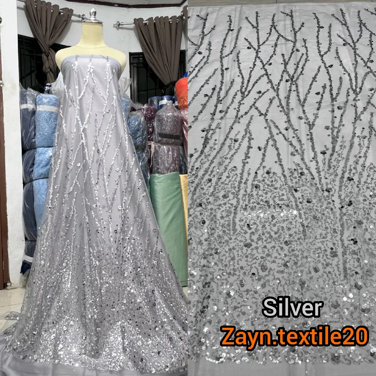 Kain Tille Tulle Payet Salur / Tulle Payet Spanggle / Harga Setengah Meter