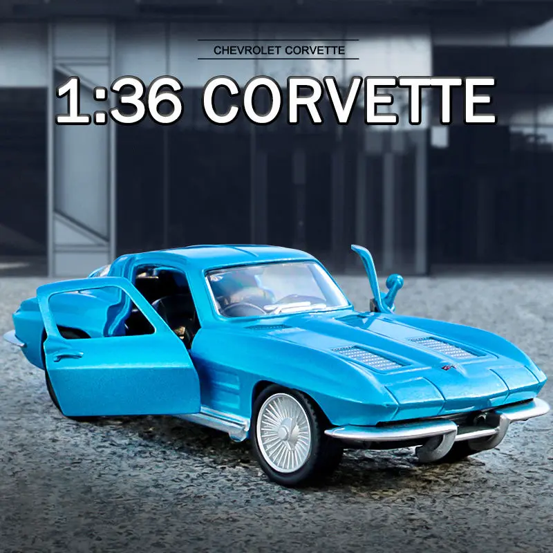 1:36 Scale Corvette C2 Alloy Car Model Diecast Car Toys for Boys Birthday Gift Kids Toys Car Collection