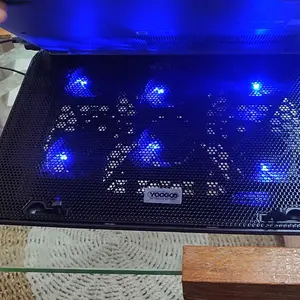 Stand & Cooling Pad Laptop ErgoStand - 6 Kipas LED, Tinggi Fleksibel untuk 9-17 Inci, 4+1 USB, Material Besi Premium