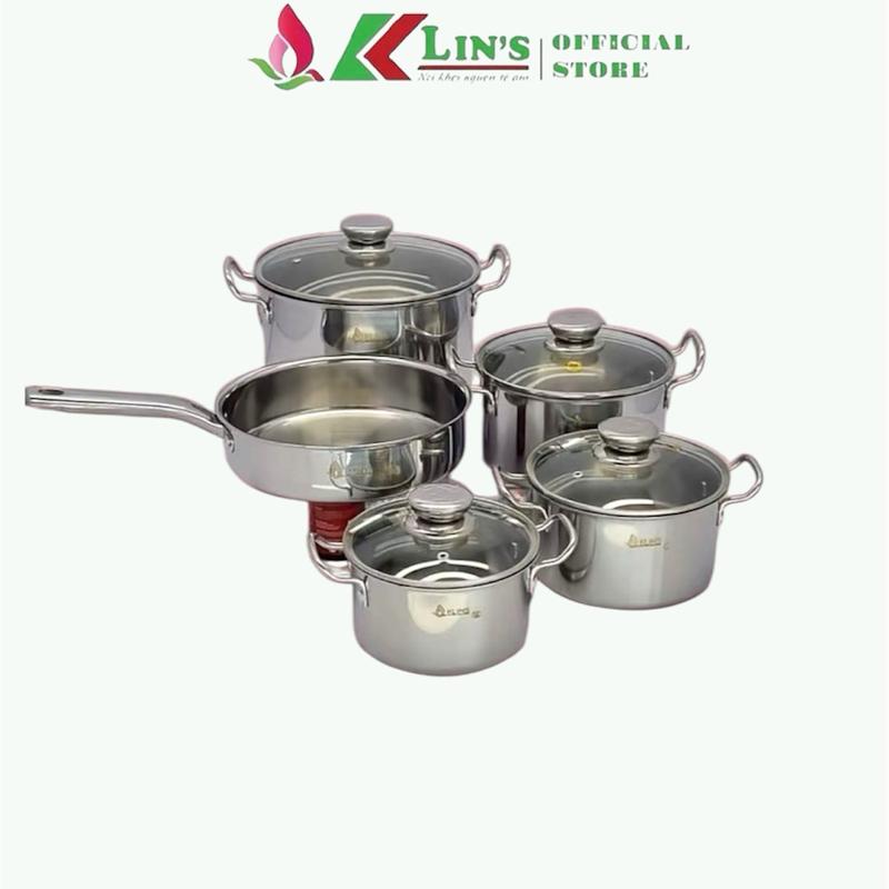 BỘ 5 MÓN LIỀN KHỐI CAO CẤP KLINS NK (NỒI 16CM-18CM-20CM-24CM và CHẢO 24CM)