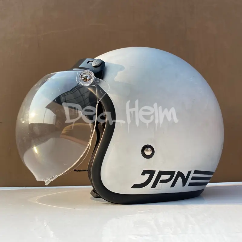 Helm JPN Silver Dop kaca datar,kaca cembung dan pet Visor Motorcycle 3