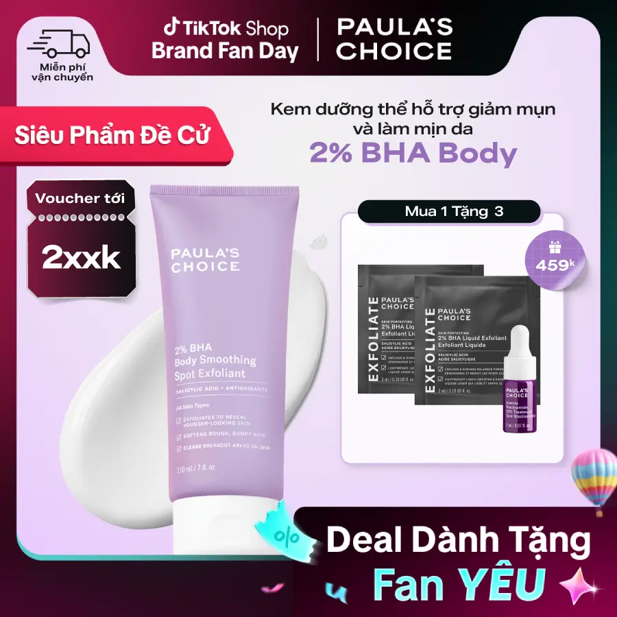 Kem dưỡng thể hỗ trợ giảm mụn và làm mịn da Paula's Choice 2% BHA Body Smoothing Spot Exfoliant 210ml mã 5701