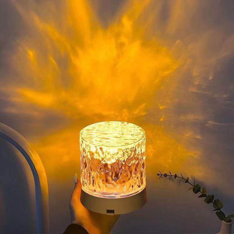 Product Introduction of 16 color RGB water ripple projector night light, dynamic rotation, color cube, flame crystal light remote control adjustment usb connected power supply (no battery) 30