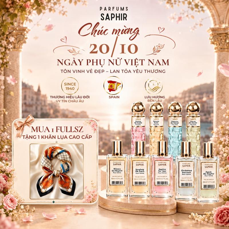 [BST] Nước Hoa Nữ Chính Hãng Parfums Saphir EDP Hương Thơm Tinh Tế Quyến Rũ Lưu Hương Lâu - 1.75ml/30ml/50ml
