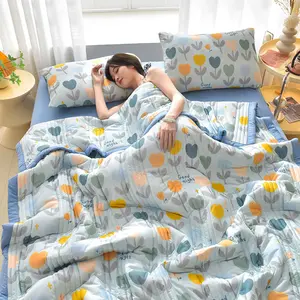 Summer Thin Comforter Soft Air-Conditioned Four Season Comforter Machine Washable Single Double Blanket Ultrasonic Quilted Quilt - xiyu