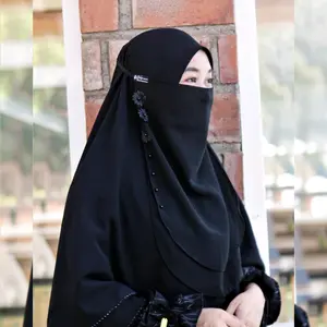 Cadar  Karet 2 Layer  Oval bahan Cerruty Baby doll Tidak Menerawang Tanpa Jahitan Bawah Mata