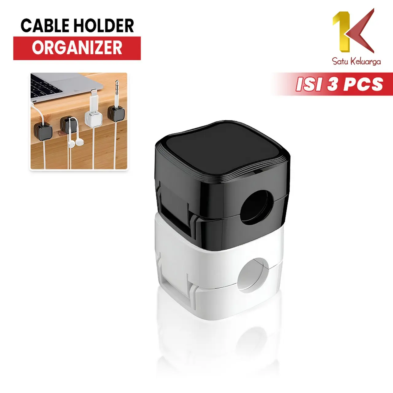 [COD] SK C1088 Cable Desk Holder Organizer Isi 3pcs Klip Magnetic Serbaguna