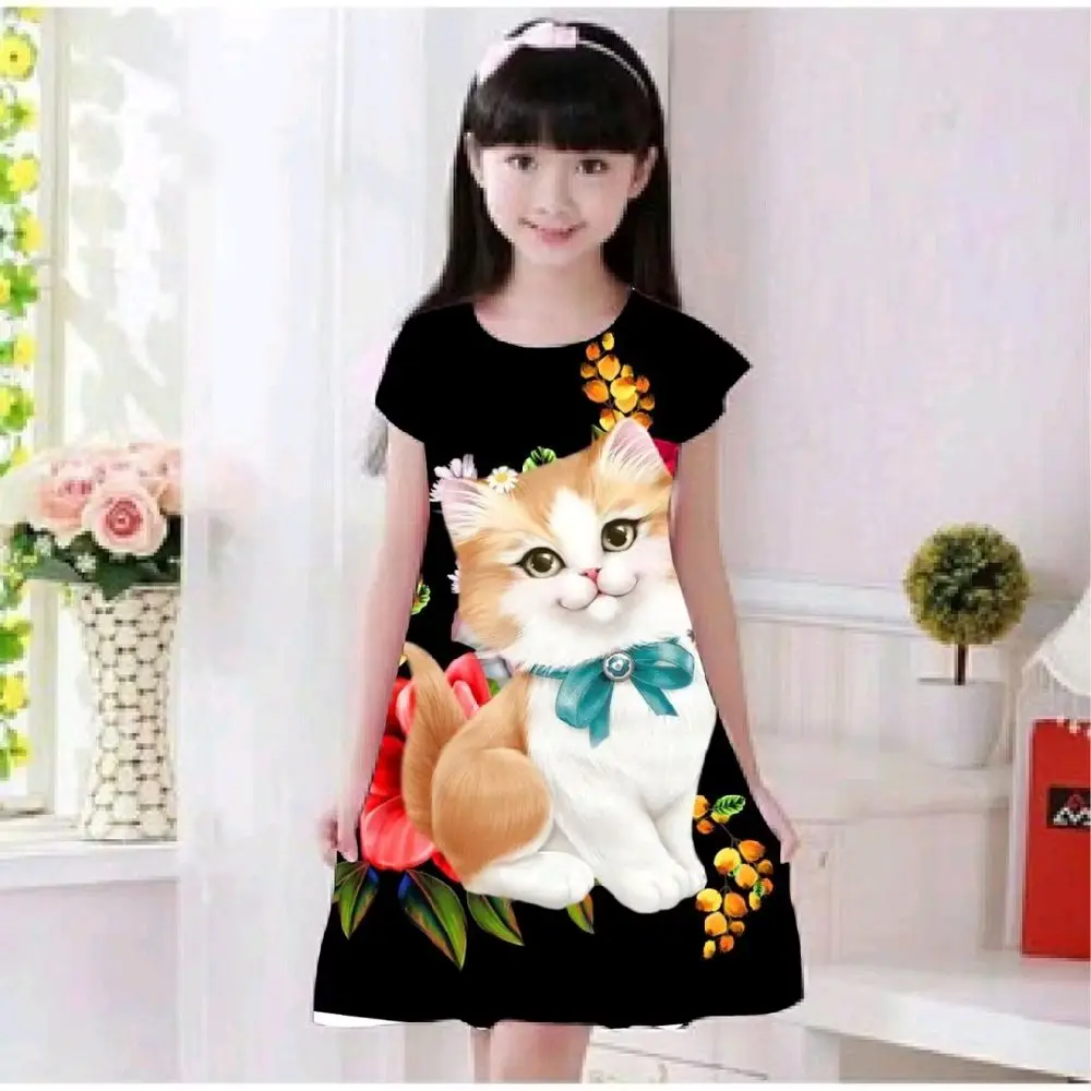 DRESS ANAK VIRAL/DRES KUCING 3D/DRES SCUBA