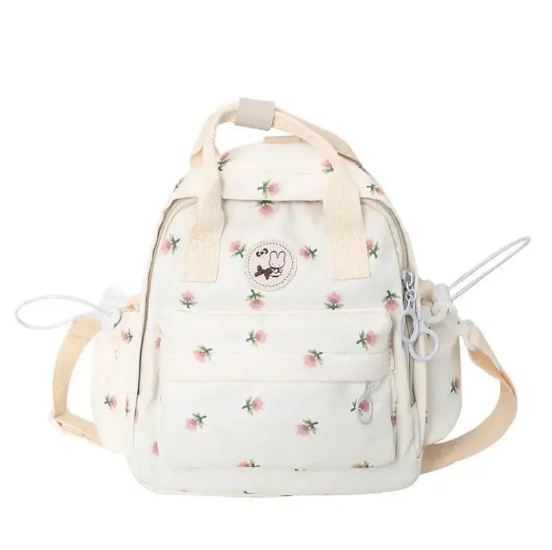 BISA COD - Tas Ransel Mini Perempuan Multifungsi Motif Bunga Tulip Bahan Canvas D300 / Tas Ransel Anak 0
