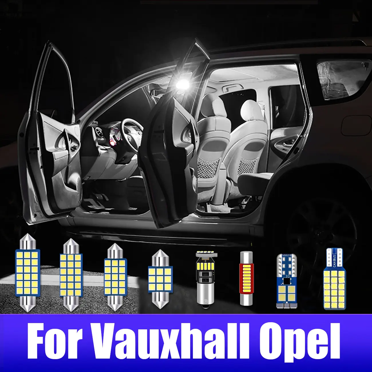 Car Interior LED For Vauxhall Opel Corsa C D E Zafira A B Astra G H J K Insignia A Vectra C Mokka X Meriva A B Canbus Vehicle Indoor Dome Map Reading Lamp Trunk Lights No Error Auto Bulb Kit Accessories