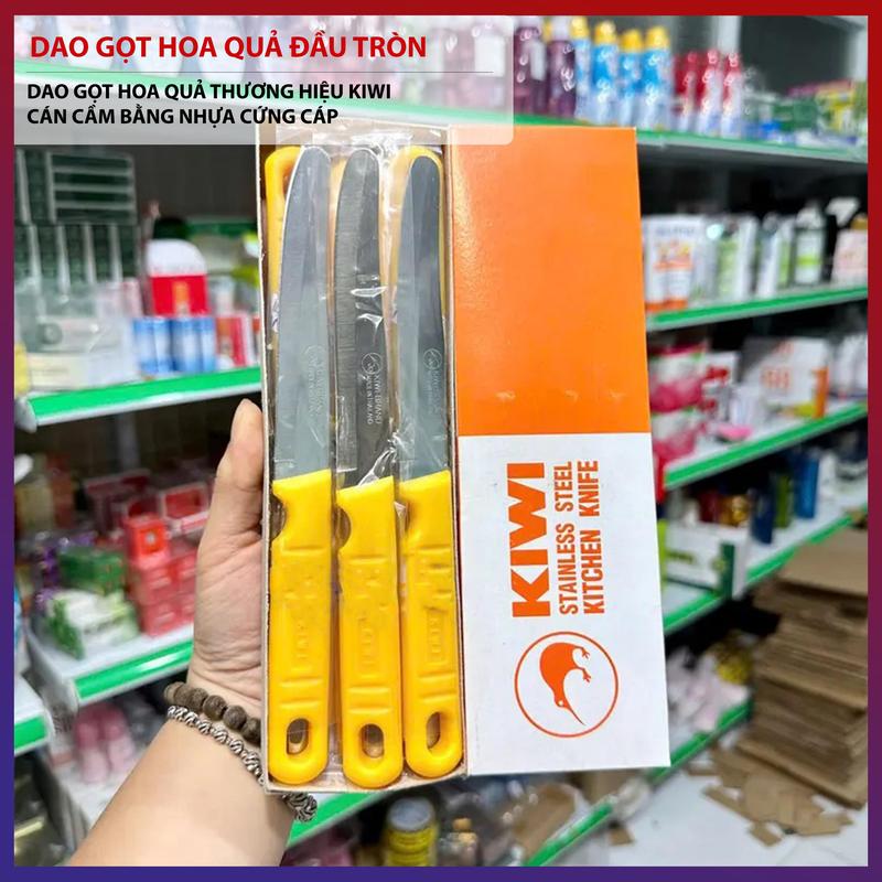 Dao Gọt Hoa Quả Đầu Tròn, Dao Gọt Hoa Quả Kiwi Tay Cầm Nhựa Chắc Chắn