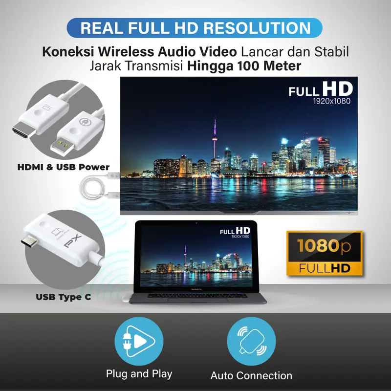 USB Type C to HDMI Wireless Video Transmitter Receiver PX WTR-200C 3