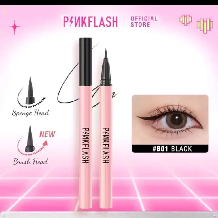 PINKFLASH Upgraded Liquid Eyeliner Pensil Tahan Air Hitam Halus Dan Anti Noda B01 Waterproof