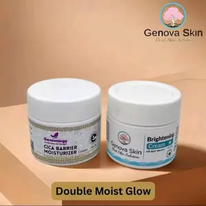 Genova Skin Double Moist Glow - Krim Pencerah Kulit dengan CICA Barrier Moisturizer & Brightening Cream untuk Kulit Cerah dan Lembap