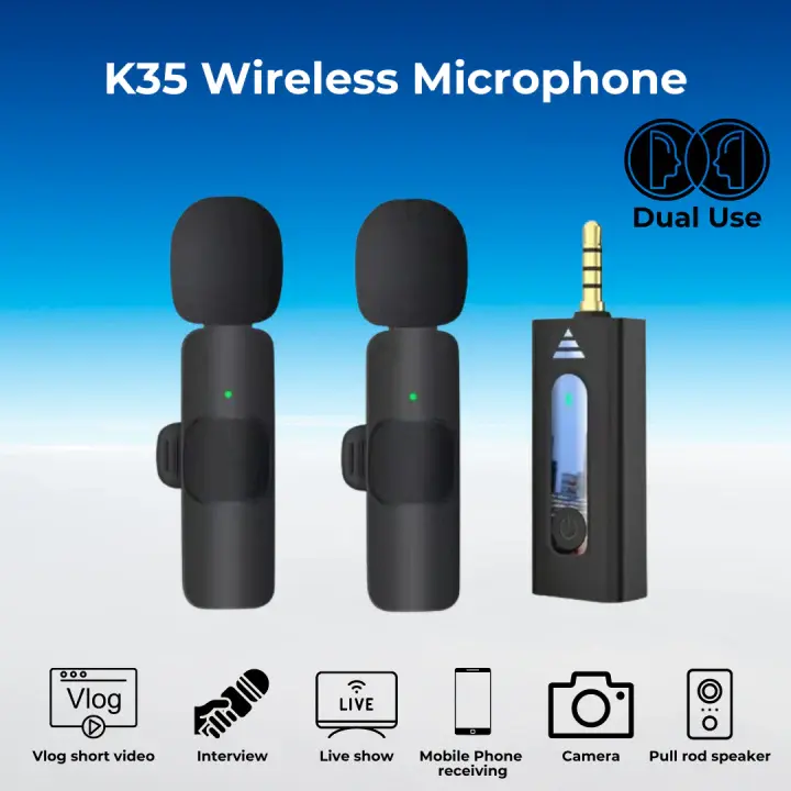 CLIP ON MICROPHONE K35 MIC CLIP WIRELESS USB / MIC YOUTUBER BLUETOOTH ISI 1 Mic & 2 MIC  Mikrofon lavalier