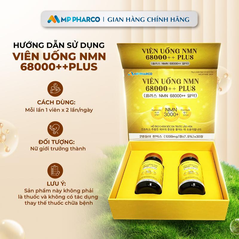 G32 TPBVSK MEDIPHAR NMN PLUS 68000 ++, viên uống hỗ trợ làm đẹp da dành cho mọi loại da -hộp 60 viên(hộp vàng)