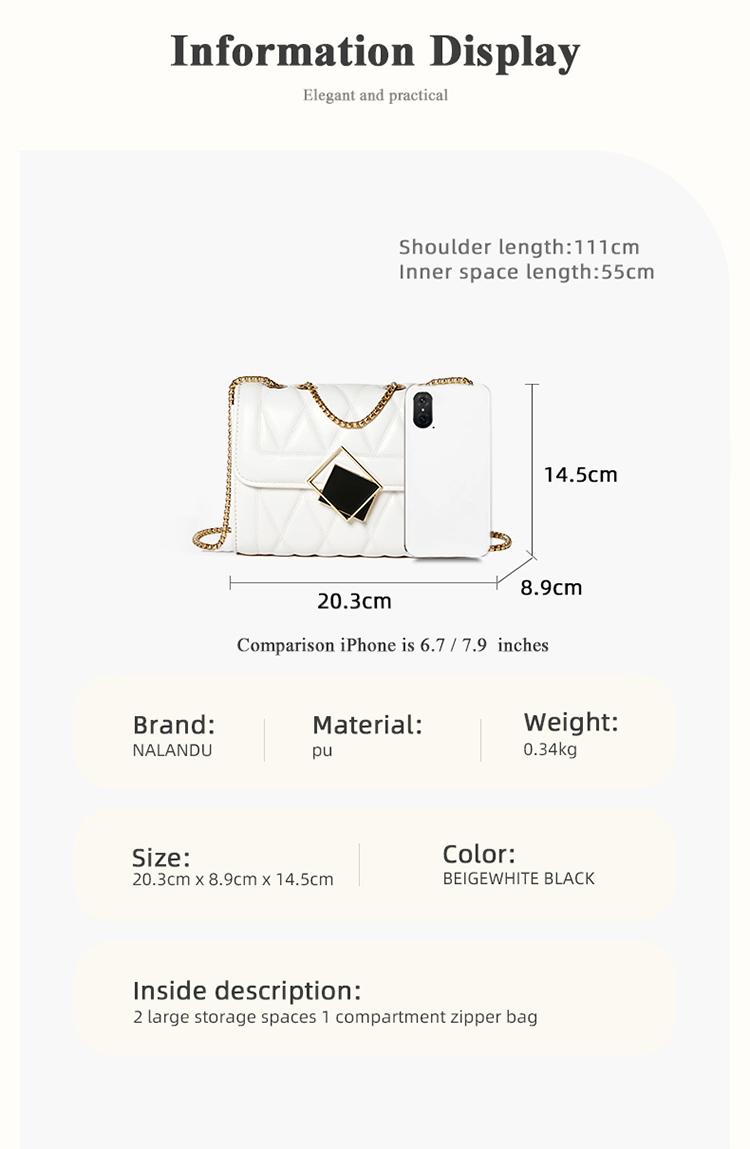 NALANDU Tas Rantai Wanita ELEGAN [Multiway] - Tas Selempang Bahu Trendy, Kulit PU Berkualitas, Tas Kempyeng Modis