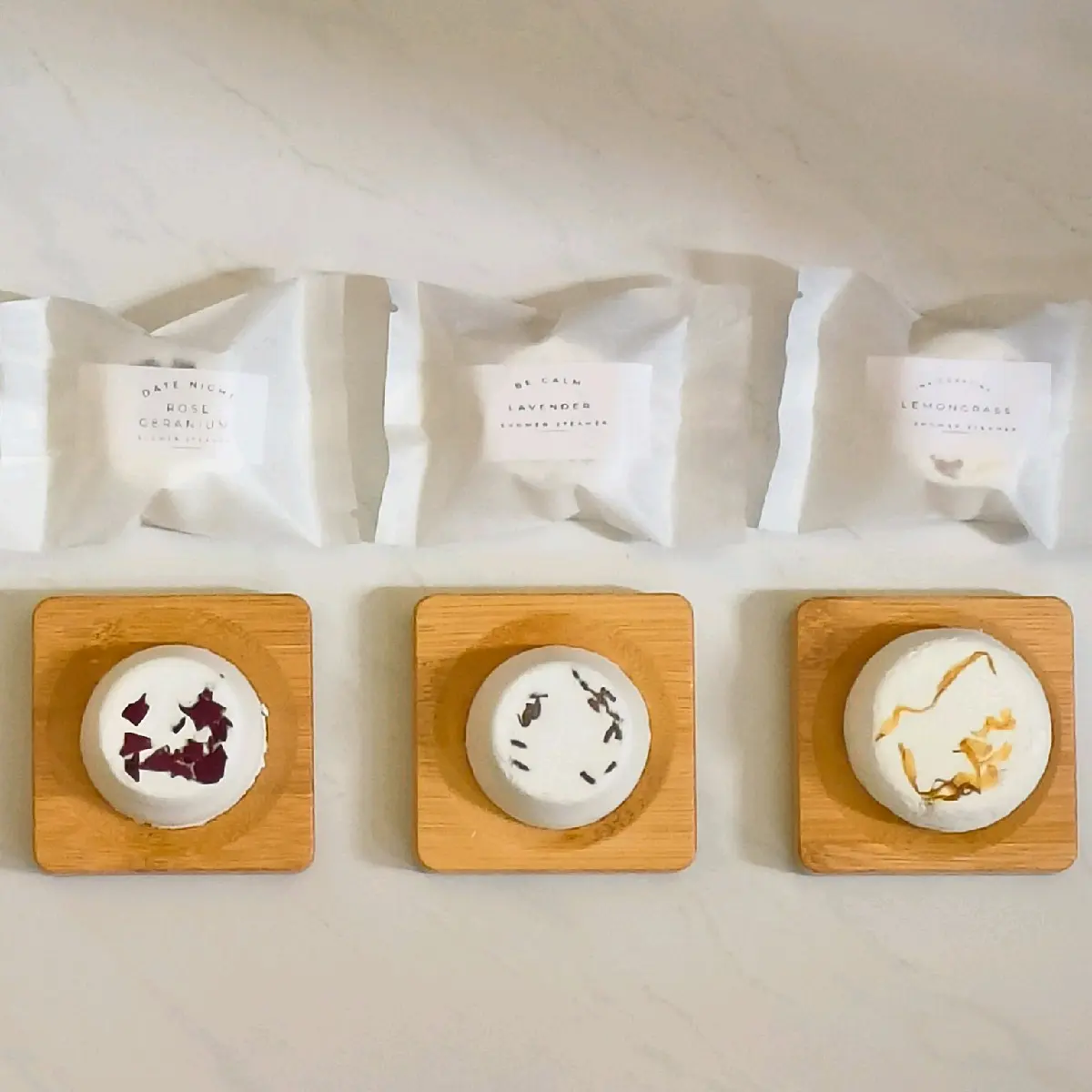 Shower Steamers | Scented tablets | gift set ( Lavender / Eucalyptus/ Rose geranium/ Lemongrass) No  bathtub needed ( able to mix) Scent Calming Soothing Floral