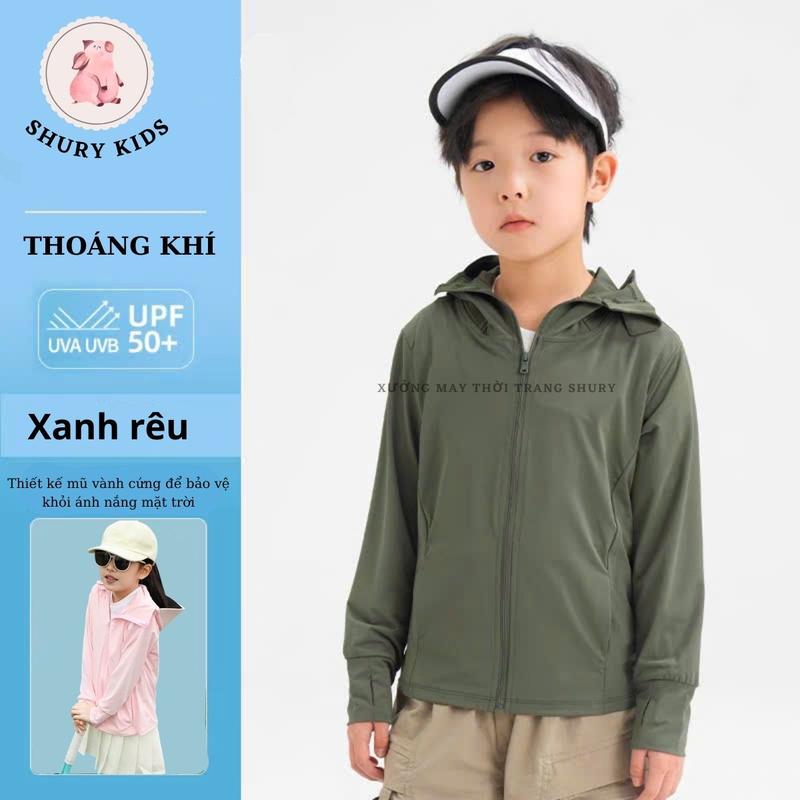 Áo chống nắng cho bé LOẠI ĐEP chất Thun Lạnh  có mũ vành cứng  chống nắng chống tia UV 1