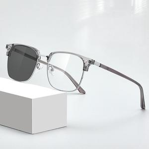 (กล่องฟรี) โฟโตโครมิก บลูไลท์ บล็อกแสง แว่นกันรังสีแบบครึ่งขอบ เหมาะสำหรับสายตาสั้นและแว่นอ่านหนังสือ มีหลายแบบให้เลือก