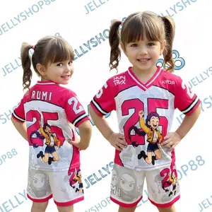 setelan jersey anak anak 2-10 thn K-POP DEMON HUNTER RUMI / stelan anak perempuan / stelan celana pendek