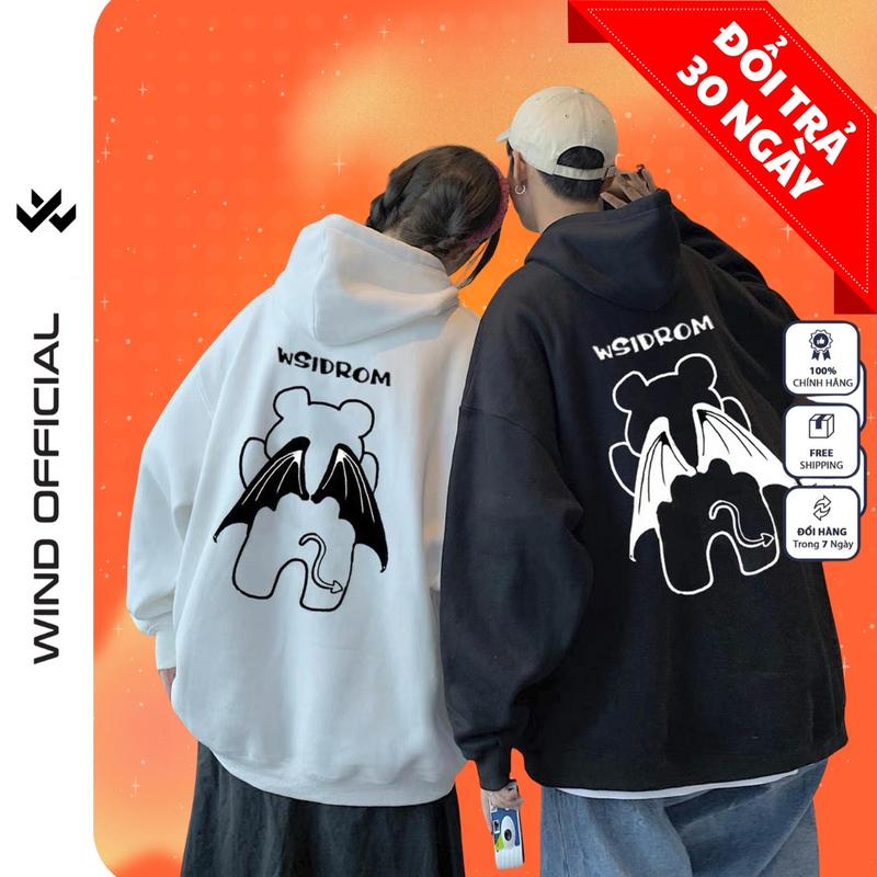 Áo hoodie form rộng WIND Gấu Ác Quỷ Clothing Unisex thời trang nam nữ oversize Menswear Dài Tay Tay Dài