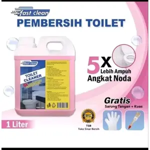 Fastclean Toilet Cleaner Pembersih Noda Kerak Lantai kaar mandi 1 Liter 5X Lebih Ampuh Angkat Noda gratis kuas 1000ml