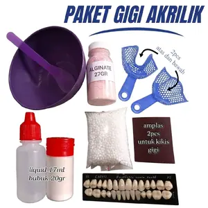 Alginate + Sendok Cetak + Spatula plastik dan Mangkok ( Paket dengan gihi se set dengan lem penggunaan gampang dan tahan lama)