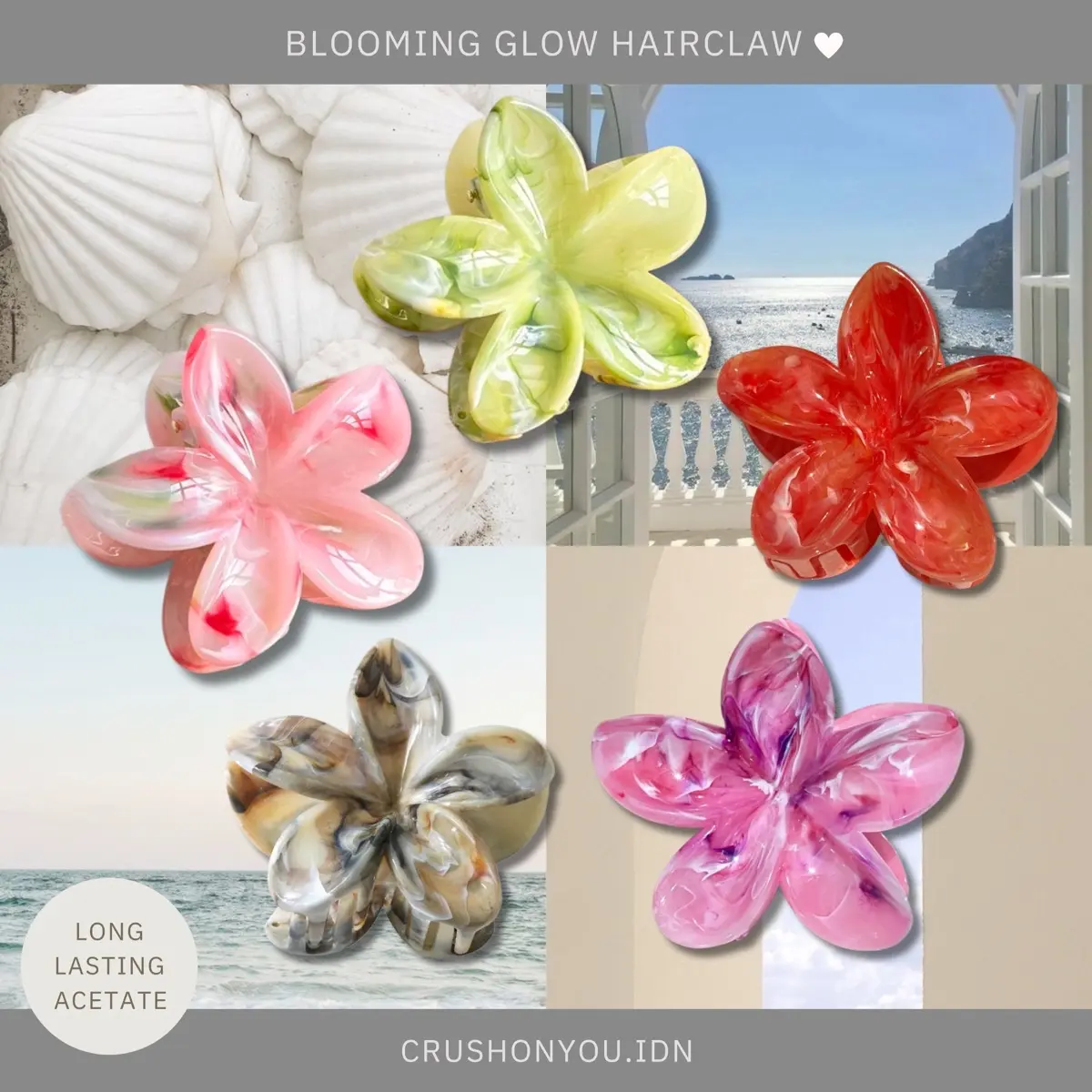 Blooming Glow Premium Jepit Rambut Bunga | CRUSHONYOU | Hair Clip Jedai Rambut Hair Claw Aesthetic Flower Kamboja