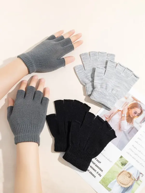 Sarung Tangan Rajut Hitam Polos untuk Pria dan Wanita - 1pcs - Gloves 3
