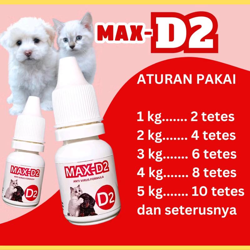 Obat Kucing MAX D2 Obat Virus Kucing Flu Berat, Panleu, Calici, Distemper, Mencret, Pipis Darah, Sariawan, Lemes, Muntah, Bakteri, Bersin MAX-D2 Maxicare Clever Solutions Olive Care Babah Cat House Koinami Uky Cat 2