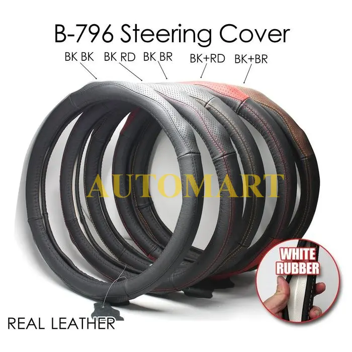 Automart Sarung Stir Mobil Kulit Asli Steering wheel Cover Premium Leather High Quality