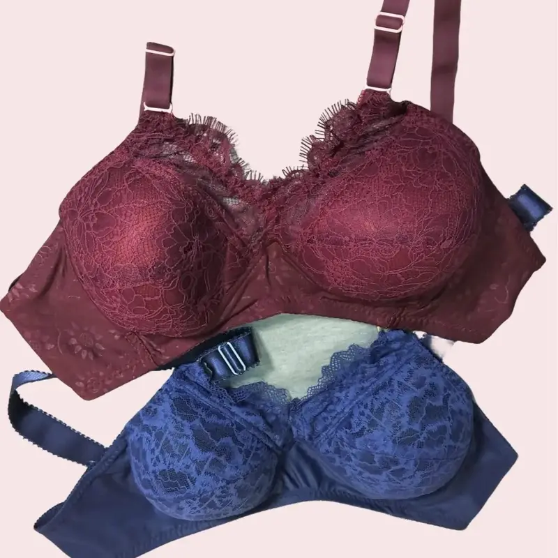 Grosir BH Bandung 2pcs&4pcs - Bra Wanita Berkualitas Busa Tipis Tanpa Kawat Pink Renda 1