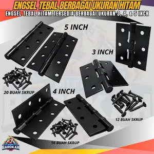 Engsel Tebal Pintu & Jendela Warna Hitam Black Series Stainless Steel Ukuran 3/4/5 Inch Tahan Korosi Cocok untuk Jendela Kayu & Pintu Panel