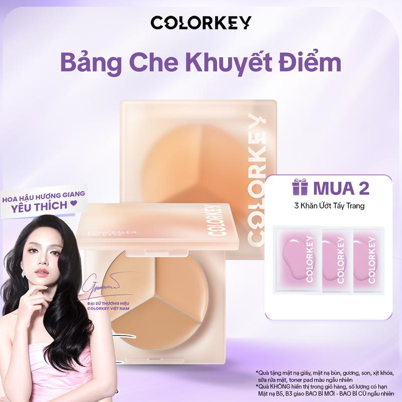 Bảng Kem Che Khuyết Điểm COLORKEY 3 Màu Chất Kem Mỏng Mịn Che Phủ Tự Nhiên 3.9g