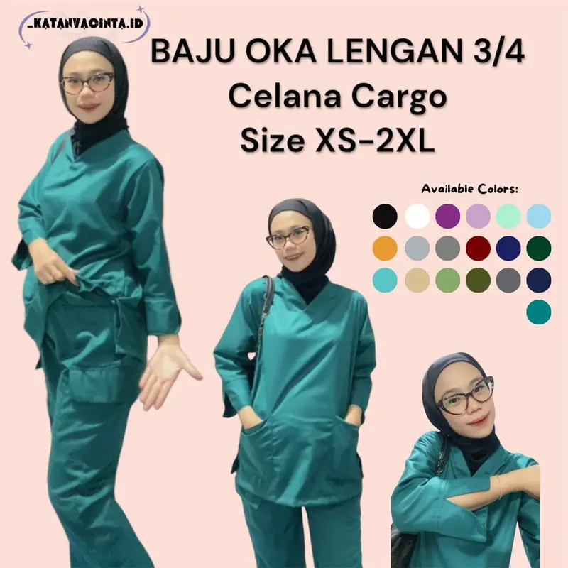 [KingArthur] BAJU OKA LENGAN 3/4 BELAH/CELANA CARGO/BAHAN TOYOBO 100% PREMIUM/ Size XS-2XL / Bisa Request Warna Warna dan Ukuran 0