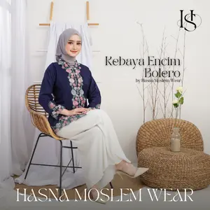 Hasna - Atasan Kebaya Encim Bordir Warna Motif Bunga Lengan 7/8 Katun Mikro Premium