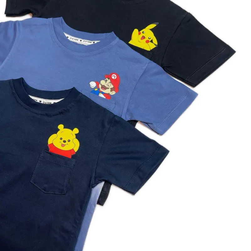 Kaos Polos Anak Bayi Unisex Premium Soft Katun 100% - Itsvow T-Shirt Saku Anak Pocket Basic Laki-Laki Perempuan Atasan Balita 1-10 Tahun 7