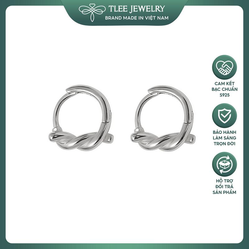  Khuyên tai bạc nữ TLEE s925 bông tai tròn bấm thắt nút trơn đơn giản cá tính TLEE JEWELRY B0585 