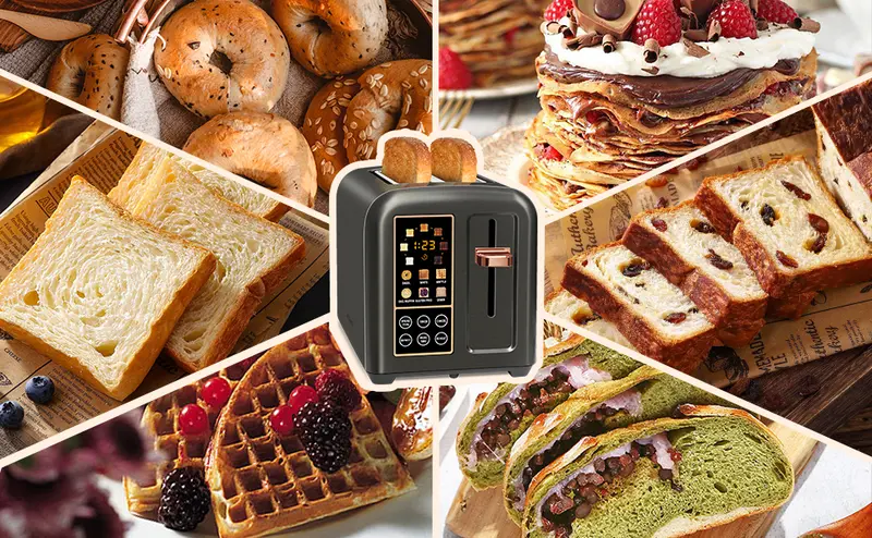 Product Introduction of Toaster 2 Slice, Stainless Toaster LCD Display&Touch Button, 50% Faster Heating Speed, 1.4'' Wide Slots Toaster, 4 Basic+More Timer Functions, Removable Crumb Tray, 1350W 3
