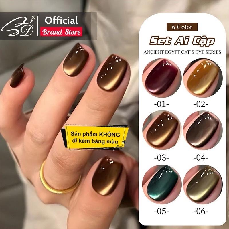 SD NAILS Set gel mắt mèo AI CẬP 6 hũ - Mắt mèo ánh trăng cực quang tone trầm - KHÔNG KÈM BẢNG MÀU - Gel mắt mèo ánh trăng HOT TREND - Tone màu sang trọng quý phái