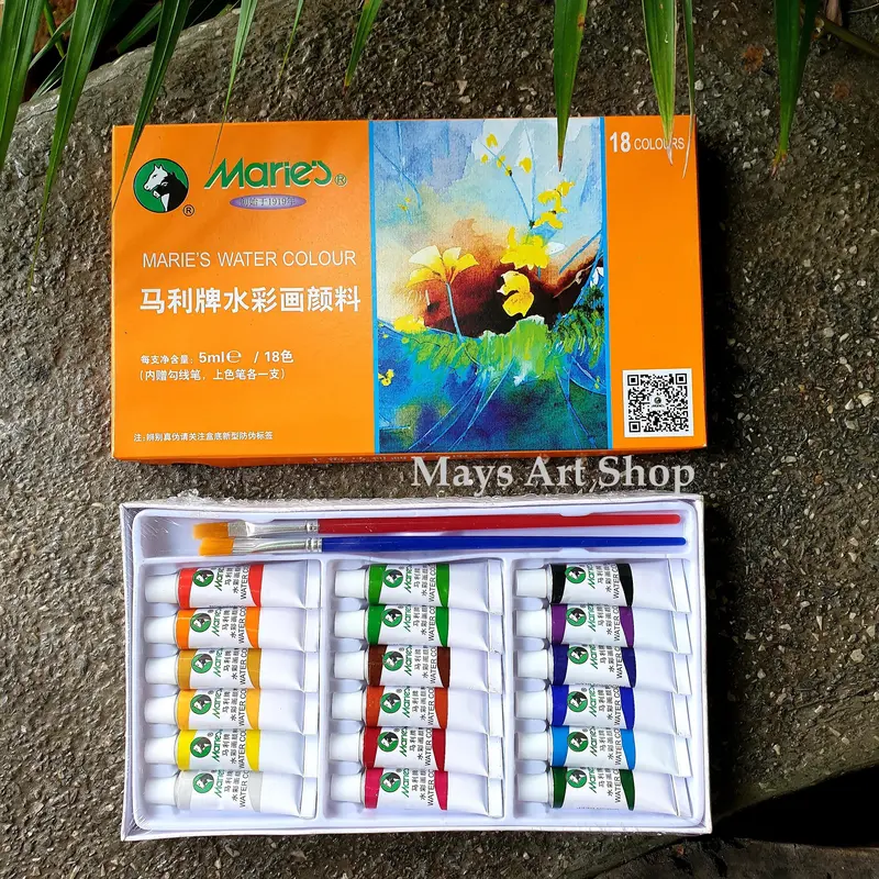 Cat Air Maries Watercolor 18x5ml dan 12 x 5ml / CatLukis Maries 18  dan 12 Warna / Watercolour E1327 0