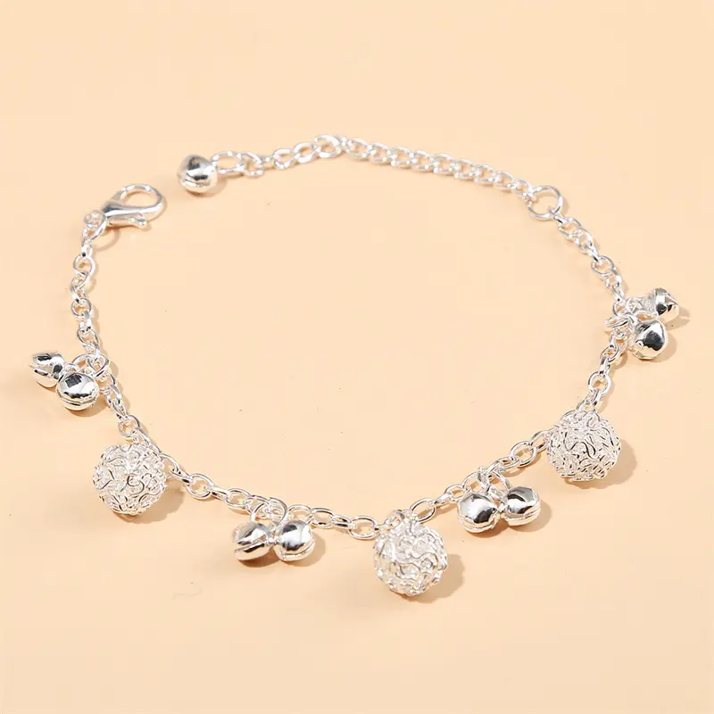 Vòng Tay Mạ Bạc, Hàng Mới Về, Charm Chuông Thời Trang, Vòng Tay Dây Chuyền Mặt Dây Chuyền Hạt, Dành Cho Phụ Nữ Và Trẻ Em Gái, Quà Tặng Trang Sức