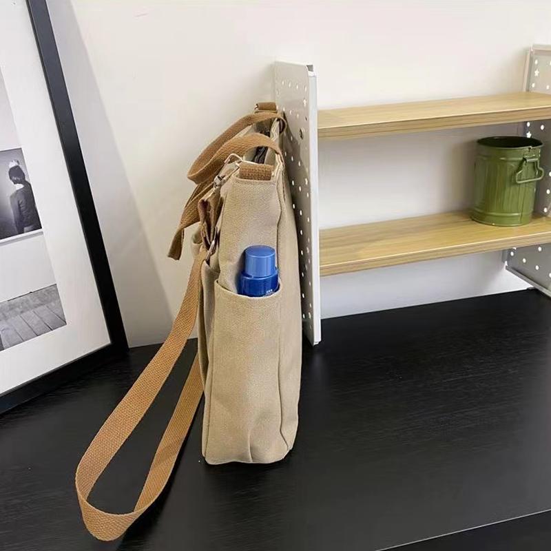 Product Introduction of Túi Vải Tote Nhật Bản, Dày Dặn, Nhiều Ngăn, Phong Cách Thường Ngày Thích Hợp Cho Học Sinh, Có Thể Mang Theo Bằng Tay Hoặc Đeo Một Bên Vai, Túi Đeo Chéo, Lý Tưởng Cho Trường Học, Thiết Kế Đơn Giản 19