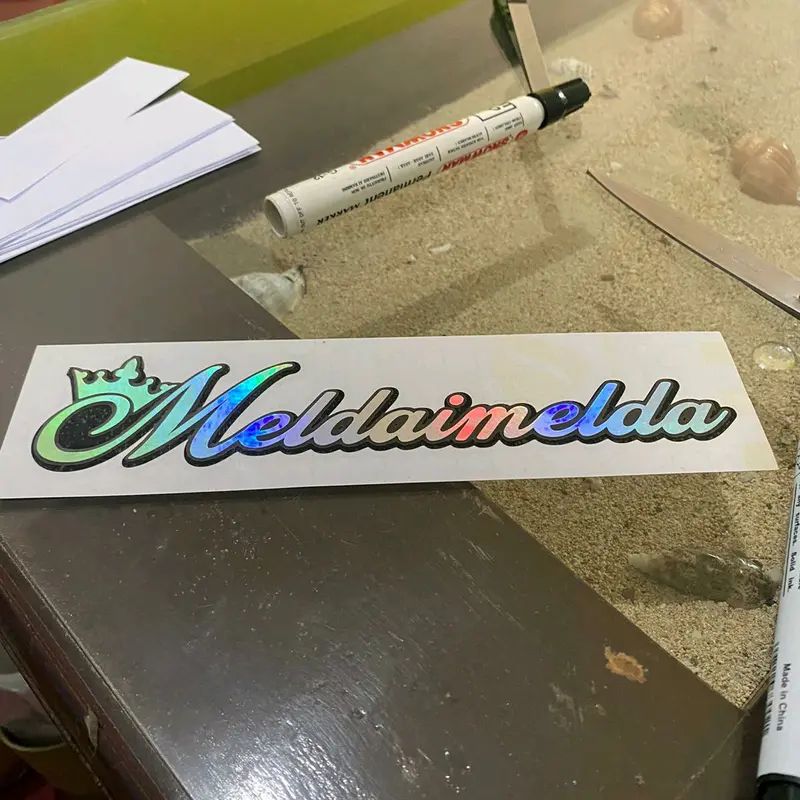 cutting sticker beground hitam custom nama mahkota hologram 2