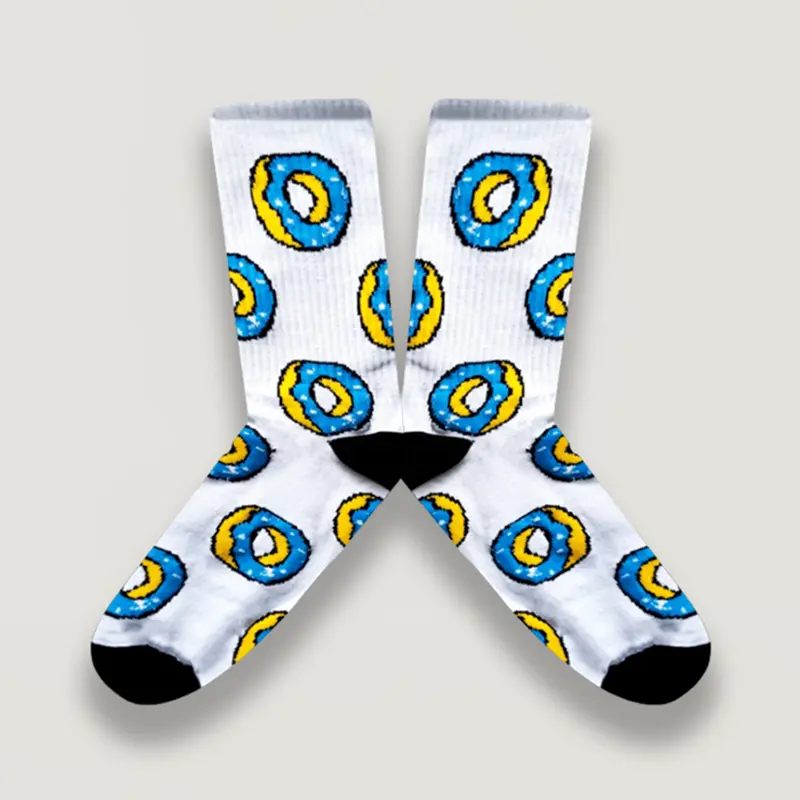 KAOSKAKI DISTRO / KAOS KAKI SKATE / KAOSKAKI SEKOLAH - Donat Blue P1 Pria Hitam Motif Wanita Unisex Dewasa Casual Panjang 1