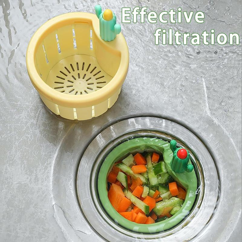 Product Introduction of Cactus Kitchen Sink Drain Strainer, Cactus Sink Filter Sink Strainer Basket Kitchen Sink Drain Basket Food Catcher Easy Lifting and Automatic Dumping Sink Filter 8