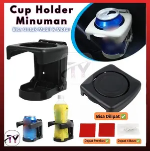 Cup Holder Botol Minuman Motor Mobil Tempat Dudukan Cup Gelas Botol Minum Multifungsi Bisa Dilipat Aksesoris Car