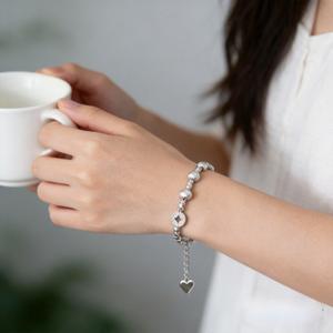 Chinese-Style Lucky Coin Bracelet with Cubic Zirconia | Lightweight Silver Chain for Everyday Wear
